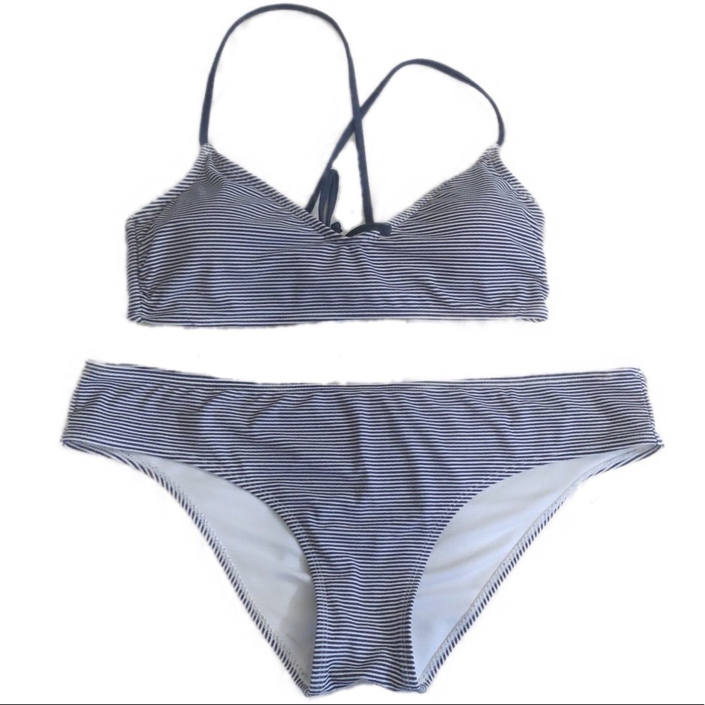 Xhilaration Blue Stripe Bikini | L/XL